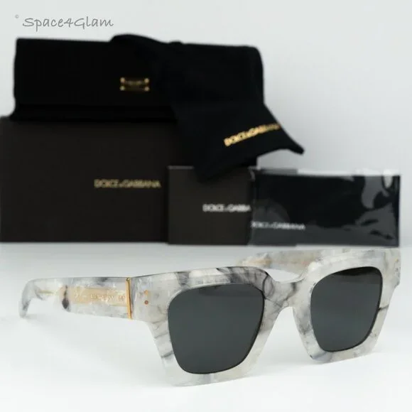 BRAND NEW D&G DG4413 342887 Grey Marble Grey Square Unisex Sunglasses